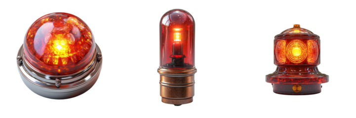 Emergency signal lights on a transparent background industry graphic close-up