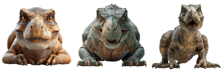 Dinosaur models on a transparent background realistic art creative display