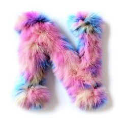 Fototapeta premium Colorful Fur Letter N: A vibrant and playful letter N crafted from colorful fur, exuding a sense of softness and creativity.