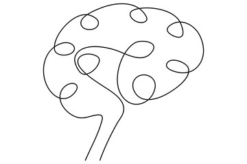 Single Line Drawing of a Brain
