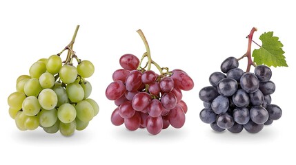 A single grape is isolated on a clean white background, with a clipping path precisely applied to outline its shape. The image showcases a full depth of field, ensuring that the grape's texture and 