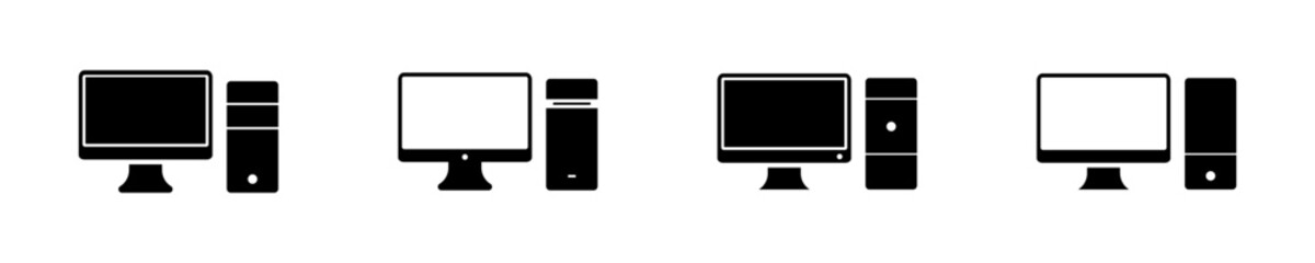 Set of personal computer vector icons. Desktop computer. Vector 10 Eps.