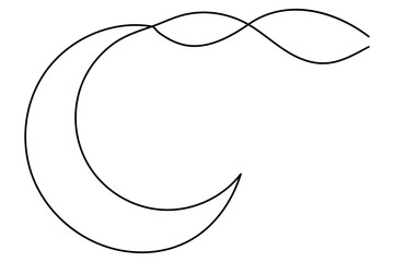 Crescent moon continuous single line drawing art of isolated outline vector illustration

