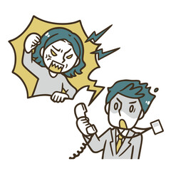 電話対応でのカスタマーハラスメントのイラスト