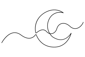 Crescent moon continuous single line drawing art of isolated outline vector illustration
