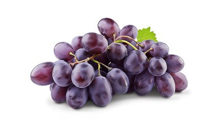 Fototapeta premium A single grape is isolated on a clean white background, with a clipping path precisely applied to outline its shape. The image showcases a full depth of field, ensuring that the grape's texture and 