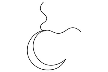 Crescent moon continuous single line drawing art of isolated outline vector illustration
