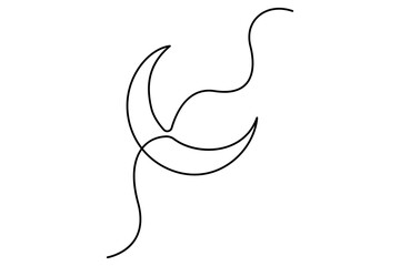 Crescent moon continuous single line drawing art of isolated outline vector illustration
