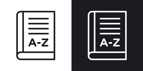 Dictionaries icons set in black and white stroke lines