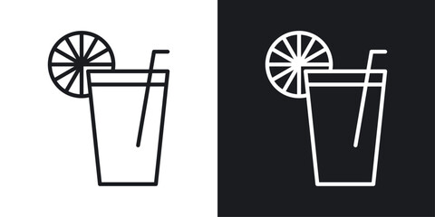 Drink icons set in black and white stroke lines