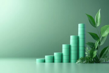 Simple and modern light green background with increasing market value of stable coin