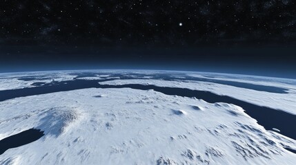 Celestial darkness engulfs the North Pole with faint auroras, a rare cosmic spectacle.
