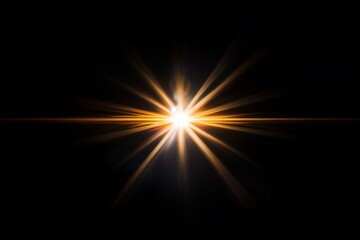 Obraz premium Golden star flares at dark sky for abstract and science concepts