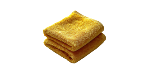 Yellow towel folded neatly isolated on transparent background