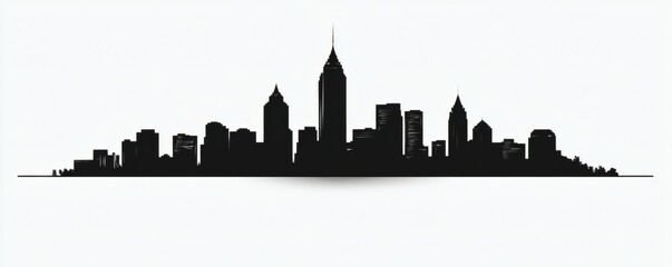 Obraz premium A simple silhouette depiction of a modern urban cityscape skyline