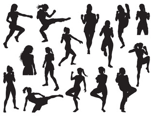 FIGHTER GIRLS SILHOUETTE WHITE BACKGROUND