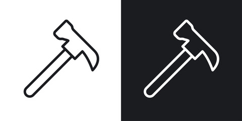 Hammer icons set in black and white stroke lines