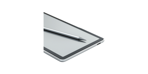 Digital tablet with stylus pen isolated on transparent background