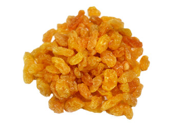 raisin, a dried grape, Raisins are produced in many regions of the world and may be eaten raw or used in cooking, baking, and brewing, pile of golden dried raisins for Ramadan month, selective focus