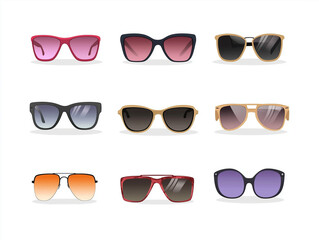 Icônes de lunettes de soleil en flat design sur fond blanc