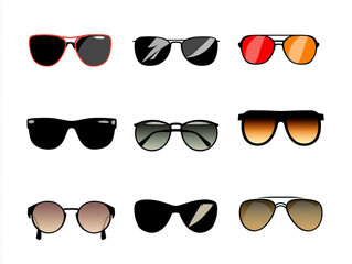 Icônes de lunettes de soleil en flat design sur fond blanc