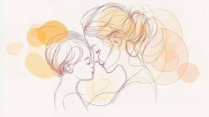 Happy Mother's Day card. Continuous one-line drawing