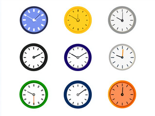 Ic&ocirc;nes d'horloges en flat design sur fond blanc