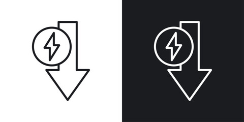 Low electricity consumption icons set in black and white stroke lines