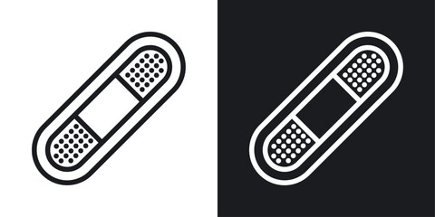 Medical patch icons set in black and white stroke lines