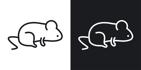 Mouse animal icons set in black and white stroke lines