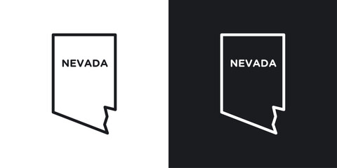 Nevada map icons set in black and white stroke lines