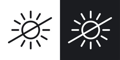 No sun icons set in black and white stroke lines