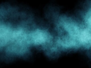 Horizontal clouds or blue smoke on a black background.  Illustration, abstract background made from a tablet.