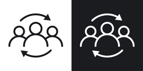 Personnel change icons set in black and white stroke lines