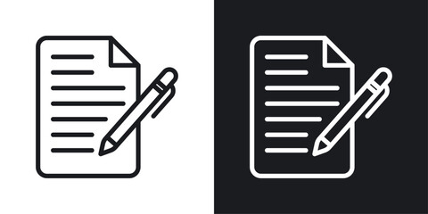 Planning icons set in black and white stroke lines