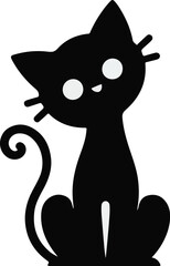 Funny cat vector silhouette in pose