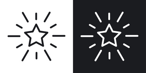 Premium star icons set in black and white stroke lines