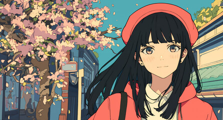 シティポップな感じの女性　春