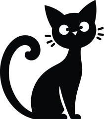 Funny cat vector silhouette in pose