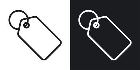 Price tag icons set in black and white stroke lines