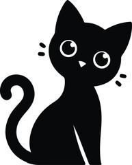 Funny cat vector silhouette in pose