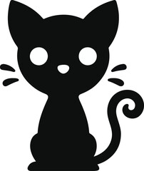 Funny cat vector silhouette in pose