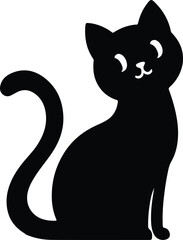 Funny cat vector silhouette in pose
