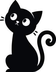Funny cat vector silhouette in pose