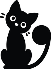 Funny cat vector silhouette in pose