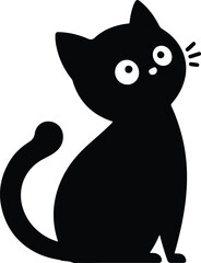 Funny cat vector silhouette in pose