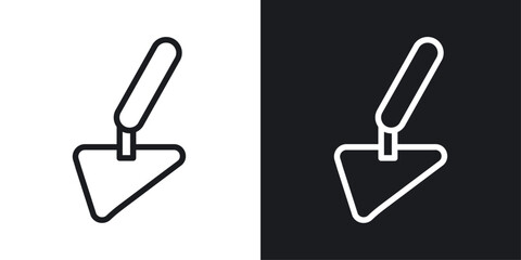 Trowel icons set in black and white stroke lines