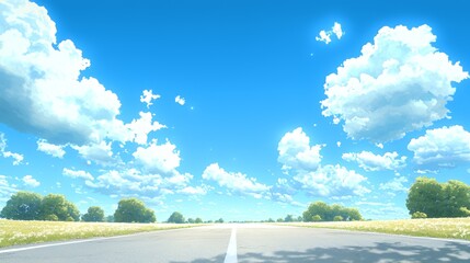 Fototapeta premium Open Road Under a Summer Sky