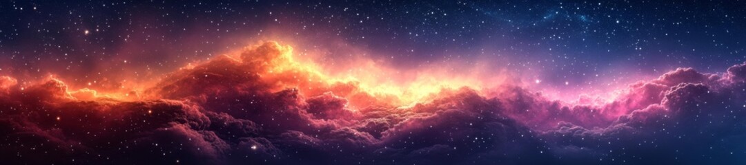 Obraz premium Cosmic Clouds of Fire and Ice Blending with Starry Night Sky. Generative AI