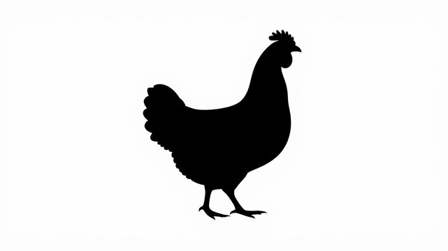 Silhouette of a hen against a white background in EPS format, animal, poultry